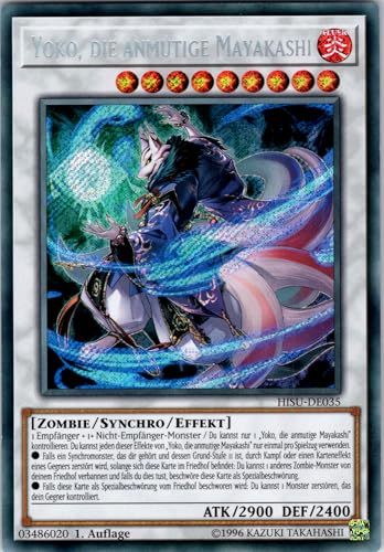 Yoko, die anmutige Mayakashi - HISU-DE035 - Secret Rare - 1. Auflage - Deutsch - Yugioh - Hidden Summoners - mit RC-Fieldcenter von RC