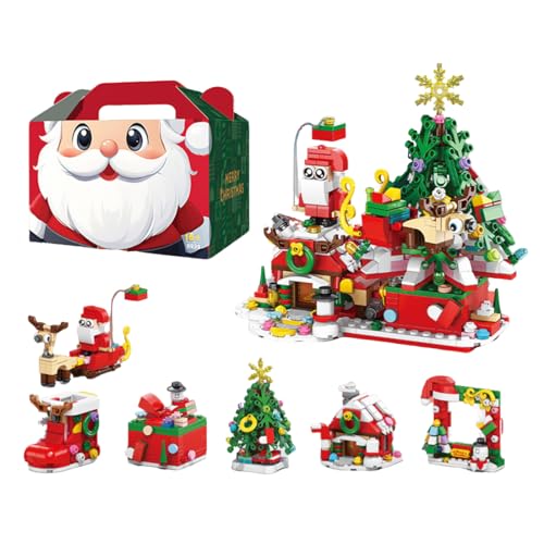 6-in-1 Weihnachtsmann Haus Klemmbausteine, 612 Stück Schnee Häuser Modellbausatz, Winterliche Hütte Modular Building Geschenk & Weihnachtsdekoration von RCARTOYRTR