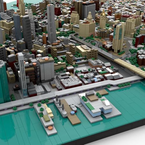 Finanzviertel Architektur New York Skylines Baukasten, 1:2000 Weltberühmtes Gebäude Haus Klemmbausteine, Home und Büro-Deko & Modular Building Geschenk für Erwachsene-60953 Teile von RCARTOYRTR