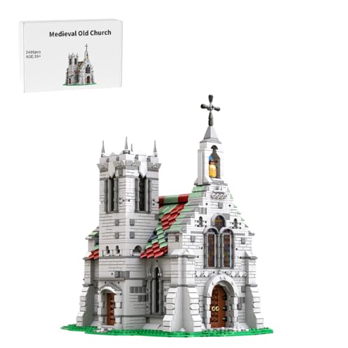 Mittelalterliche Alte Kirche Klemmbausteine, 2496 Stück Kathedrale Modellbausatz, Straßenszene Architektur Bausteine, Home und Büro-Deko & Modular Building Geschenk für Erwachsene von RCARTOYRTR