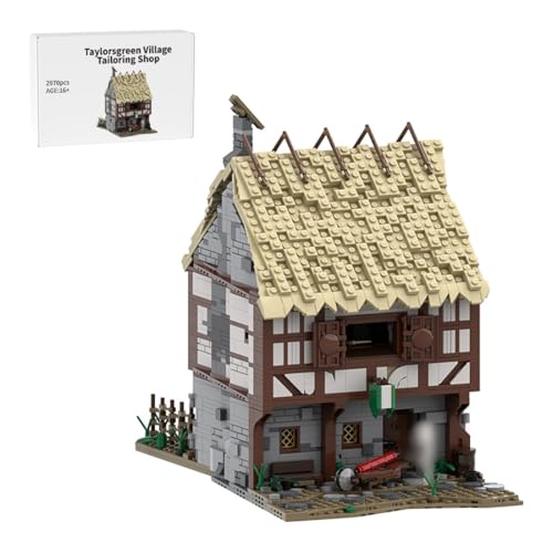 Mittelalterliches Taylorsgreen Dorf Schneiderei Baukasten, 2970 Stück Straßenszene Store Architektur Modellbausatz, Home und Büro-Deko & Modular Building Geschenk für Erwachsene Mittelalterliches Taylorsgreen Dorf Schneiderei Baukasten, 2970 Stück Straßenszene Store Architektur Modellbausatz, Home und Büro-Deko & Modular Building Geschenk für Erwachsene von RCARTOYRTR