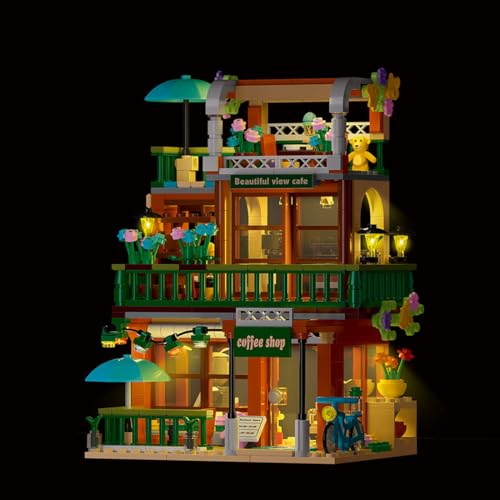 RCARTOYRTR 3-in-1 City Café Haus mit Beleuchtung klemmbausteine, Straßenszene Shop Architecture Baustein Modell, Kreatives Home und Büro-Deko Erwachsene - 875 Teile RCARTOYRTR 3-in-1 City Café Haus mit Beleuchtung klemmbausteine, Straßenszene Shop Architecture Baustein Modell, Kreatives Home und Büro-Deko Erwachsene - 875 Teile von RCARTOYRTR