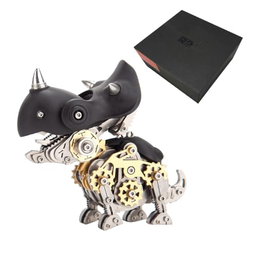 RCARTOYRTR 3D Metall Dinosaurier Puzzles, 3D Metall Mechanische Triceratops Modell Bausatz, Sammlerstück Display Modell für Dinosaurier Enthusiasten - 160 Teile von RCARTOYRTR
