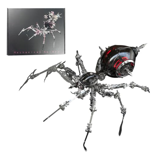 RCARTOYRTR 3D Metall Puzzles, DIY 3D Steampunk Mechanische Metall Kriegsspinne Montage Modellbausatz, Home Deco und Geschenke für Erwachsene - 602 Teile (Schwarz und Rot) von RCARTOYRTR