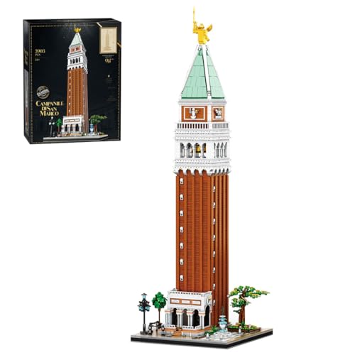 RCARTOYRTR Architektur Italienischer Glockenturm Baukasten, Weltberühmtes Wahrzeichen Kollektion Klemmbausteine, Modular Building Geschenk & Home und Büro Deko für Erwachsene - 3903 Teile von RCARTOYRTR