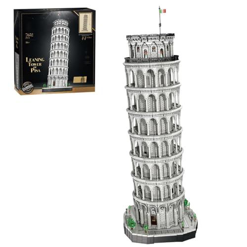 RCARTOYRTR Architektur Italienischer Turm Baukasten, Weltberühmtes Wahrzeichen Kollektion Klemmbausteine, Modular Building Geschenk & Home und Büro Deko für Erwachsene - 7652 Teile von RCARTOYRTR