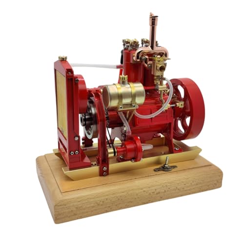 RCARTOYRTR Benzinmotor-Modell, 5CC vertikales Synchron-Doppelzylinder-Overhead-Ventil, Verbrennungsmotormodell, Physikalische Bildungs-Set, Geschenk für Erwachsene (montierte Version) von RCARTOYRTR