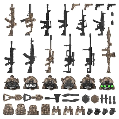 RCARTOYRTR DIY Waffen Militär Bausteine Set, Militär Bauklötze Spielzeug Set, Moderne Spezialeinheiten Waffen Bausatz, Modular Building Geschenk für Erwachsene - 44 Teile von RCARTOYRTR