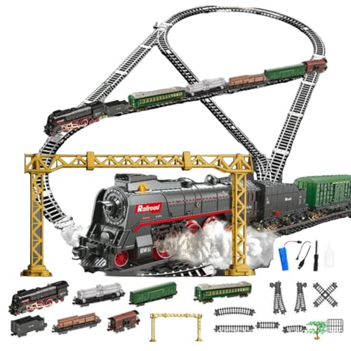 RCARTOYRTR Dampflokomotive Modell, Elektrisches RC Weihnachtszug Set Modell mit Wagen und Langstrecke, Heimdekoration und Spielzeug für Zugbegeisterte RCARTOYRTR Dampflokomotive Modell, Elektrisches RC Weihnachtszug Set Modell mit Wagen und Langstrecke, Heimdekoration und Spielzeug für Zugbegeisterte von RCARTOYRTR