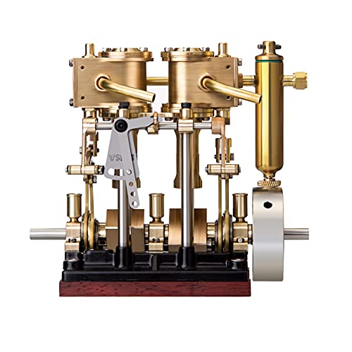 RCARTOYRTR Dampfmaschinen-Modellbausatz, LS2-13S Vertikale Zweizylinder-Siebel-Dampfmaschine Modellbausätze mit Vorwärts- und Rückwärtsdrehung, Physikalische Bildung, Geschenk für Erwachsene von RCARTOYRTR
