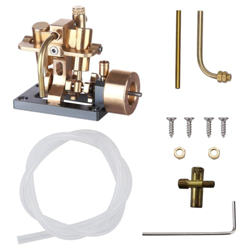 RCARTOYRTR Dampfmaschinen-Modellbausatz, Mini-Inline-Doppelzylinder-Schaukel-Dampflokomotiv-Modell für Retro-Boot-Modelle, Physikalische Bildung, Geschenk für Erwachsene (ohne Boiler) von RCARTOYRTR