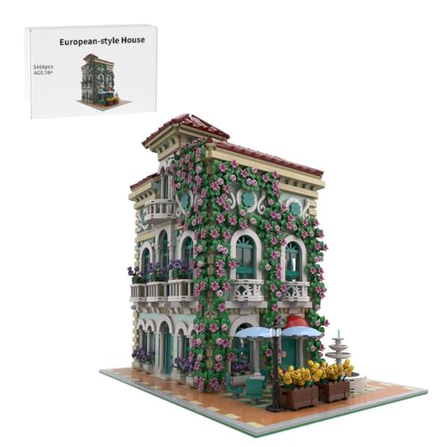 RCARTOYRTR Europäischer Stil Haus Klemmbausteine, 5466 Teile Straßenszene Bausatz, Modular Building Geschenk und Spielzeug für Erwachsene, Home und Büro Deko von RCARTOYRTR