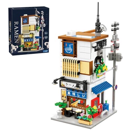 RCARTOYRTR Japanisches Ramen Restaurant Klemmbausteine, 1142 Teile Straßenszene Haus Bausatz, Kreatives Modular Building Spielzeug und Geschenk für Erwachsene Jugendliche von RCARTOYRTR