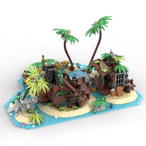 RCARTOYRTR MOC-117866 Barracuda Bucht Pirateninsel Klemmbausteine, 736 Stück Burg Piratenfestung Bausatz Set, Home und Büro-Deko & Modular Building Geschenk für Erwachsene von RCARTOYRTR