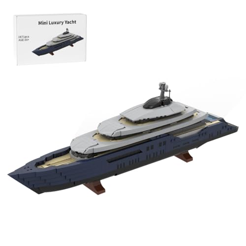 RCARTOYRTR MOC-185088 Mini Luxus Yacht Klemmbausteine, 1:200 Kreuzfahrtschiff Modellbausatz, Home und Büro-Deko & Cruise Ship Konstruktionsspielzeug Geschenk für Erwachsene - 1671 Teile von RCARTOYRTR