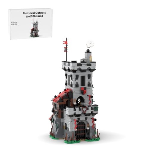 RCARTOYRTR Mittelalterlich Wolf-Thema Außenposten Klemmbausteine, 877 Teile Architektur Baukasten Entworfen von MidiBricks, Modular Building Geschenk und Spielzeug für Erwachsene von RCARTOYRTR