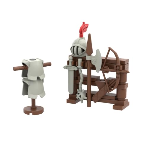 RCARTOYRTR Mittelalterliche Militär Waffenkammer Klemmbausteine, Szenerie-Dekoration Waffenständer & Werkbank & Schmiede Shop Bausteine, Ritter Waffen Set, Modular Building Geschenk für Erwachsene von RCARTOYRTR