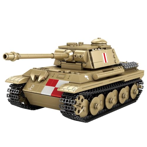 RCARTOYRTR Pudel Militär Kampfpanzer Klemmbausteine, 1:23 Militärfahrzeug Bausteinset, Panzer Baustein-Spielzeug und Geschenk für Erwachsene - 969 Teile von RCARTOYRTR