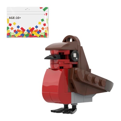 RCARTOYRTR Rotkehlchen Vogel Bausteine Set, Pädagogisches Baukasten Tier-Spielzeug, Vogel-Modell fürs Wohnzimmer oder BüRo, VöGel Modellbausatz für Erwachsene - 41 Teile MOC-200743 von RCARTOYRTR