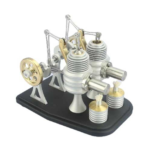 RCARTOYRTR Stirlingmotor-Modell, Ganzmetallstrahl-Wärmemotor, Doppelzylinder-Stirling-Außenverbrennungsmotor, Geschenke für Maschinenliebhaber (Kit-Version) von RCARTOYRTR