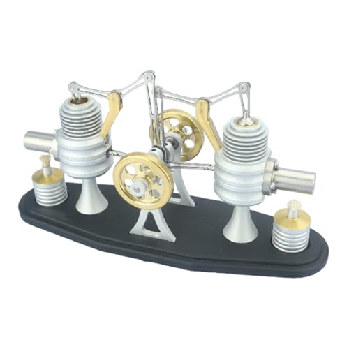 RCARTOYRTR Stirlingmotor-Modell, Ganzmetallstrahl-Wärmemotor gegenüber Doppelzylinder-Stirling-externer Verbrennungsmotor, Geschenke für Maschinenliebhaber (Kit-Version) von RCARTOYRTR
