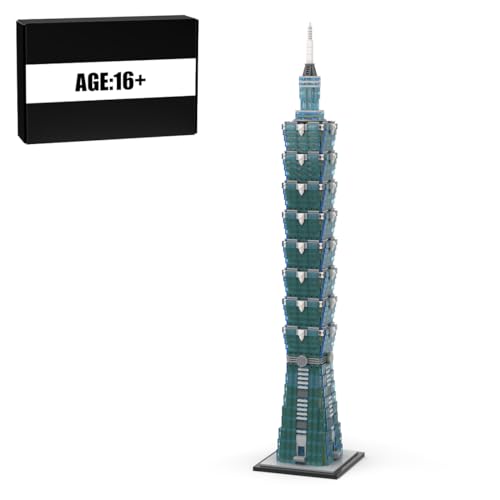 RCARTOYRTR Taipei 1-0-1 Architektur Wolkenkratzer Skylines Baukasten, 1:800 Weltberühmtes Gebäude Haus Klemmbausteine, Modular Building Geschenk und Spielzeug für Erwachsene - 2327 Teile von RCARTOYRTR