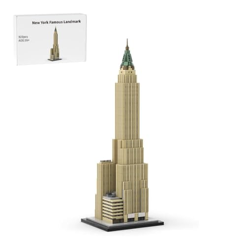 RCARTOYRTR Wahrzeichen Architektur New York Skylines Baukasten, 1:800 Weltberühmtes Gebäude Haus Klemmbausteine Entworfen von SPBrix, Modular Building Geschenk für Erwachsene - 923 Teile MOC-130597 von RCARTOYRTR