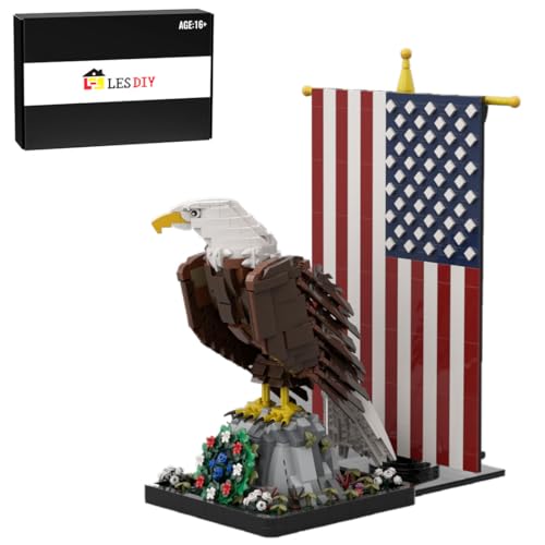 RCARTOYRTR Weißkopfseeadler Vogel Bausteine Set, Pädagogisches Baukasten Tier-Spielzeug, Vogel-Modell fürs Wohnzimmer oder BüRo Entworfen von SKABRAM, VöGel Modellbausatz für Erwachsene - 1965 Teile von RCARTOYRTR