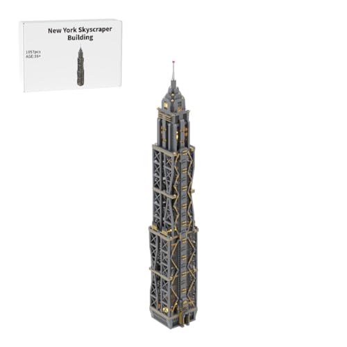 RCARTOYRTR Wolkenkratzer Architektur New York Skylines Baukasten, Weltberühmtes Gebäude Haus Klemmbausteine, Modular Building Geschenk für Erwachsene, Home und Büro Deko - 1957 Teile von RCARTOYRTR