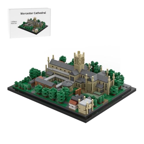 RCARTOYRTR Worcester Kathedrale Britisches Kloster Klemmbausteine, 1180 Stück DIY Architecture Haus Modellbausatz, Home und Büro-Deko & Modular Building Geschenk für Erwachsene von RCARTOYRTR
