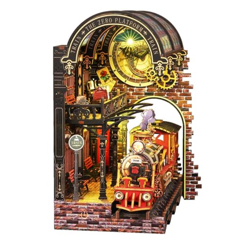 The Zero Platform Book Nook 3D Holzpuzzle, DIY Zug Buchstütze Modellbausatz, Dekostück & kreatives Geschenk für Leser und erwachsene Hobbyisten von RCARTOYRTR