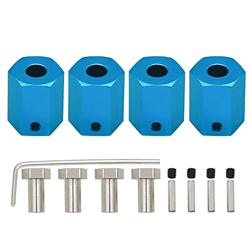 RCAWD 12 mm verlängerter Rad-Sechskant-Nabenadapter 12 x 16 mm für 1/10 ARRMA 3s & Mega Vorteks Senton Granit Big Rock Typhon usw. Teillegierung, 4 Stück (blau) von RCAWD