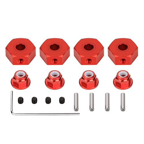 RCAWD Radnabenadapter aus Legierung, 14 mm, für 1/10 ARRMA 3s & Mega550 Vorteks Senton Granit Big Rock verbessertes Teil, 4 Stück/Set (rot) von RCAWD