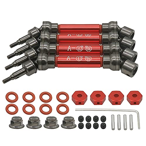 RCAWD ARRMA Antriebswellen Set,Metall Universal Vorder- und Hinterrad antriebswelle für 1/10 ARRMA 3s & Mega Vorteks Senton Granit Big Rock Typhon Verbessertes Zubehör 4 Stück Rot von RCAWD