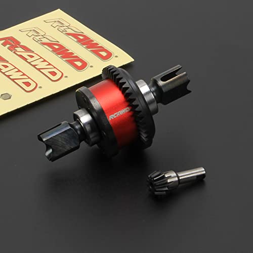 RCAWD Active F/R Differential-Set 10T Hauptgetriebe für Arrma 1/8 Typhon Notorious Talion Kraton Outcast 6s Upgrades Teile (rot) von RCAWD