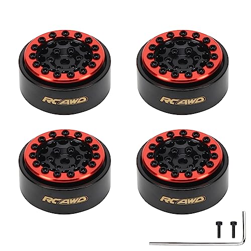 RCAWD Axial SCX24 Radfelge, Aluminium, 26 g pro 2,5 cm Beadlock-Felge, 26 x 13 mm, kein Kleber mit Gegengewichtsring aus Messing, für Axial 1-24 SCX24 Crawler-Upgrade-Teile (schwarz) von RCAWD
