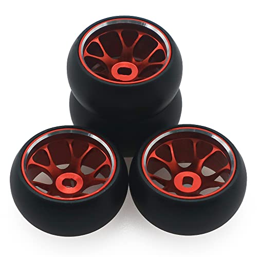 RCAWD RC Rad Reifen, Alloy Auto Drift-Reifen für 1/28 Wltoys K969 K989 P929 Kyosho Rally Modellauto Upgrade Teil 4pcs(Rot) von RCAWD