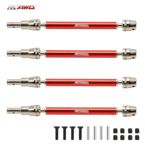 RCAWD Vorne/Hinten Schieber CVD Antriebswellensatz für 1/10 ARRMA 4s Outcast & Kraton V2 Upgrade-Teil 4-teiliges Set (rot) von RCAWD