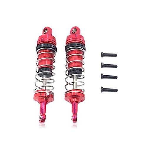 RCGOFOLLOW 2er Pack Stoßdämpfer aus Metall für LKW Upgrade Dämpfer Modifikationsteile, Ersatz für WLtoys 124018 124016 124017, Rot von RCGOFOLLOW