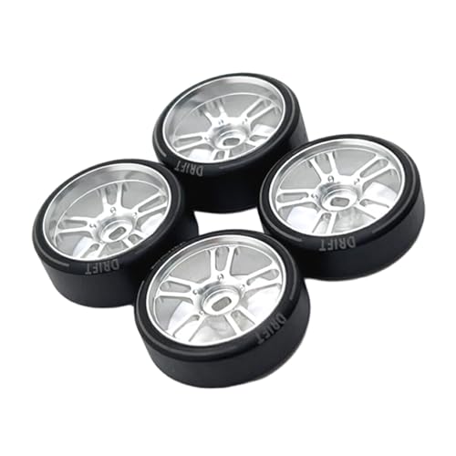 RCGOFOLLOW 4 Stück 27 mm Drift Reifen Reifen Metallfelge, kompatibel mit 1/28 Wltoys K969 Hartplastik Drift Reifen Upgrade, modifiziert, Silber RCGOFOLLOW 4 Stück 27 mm Drift Reifen Reifen Metallfelge, kompatibel mit 1/28 Wltoys K969 Hartplastik Drift Reifen Upgrade, modifiziert, Silber von RCGOFOLLOW