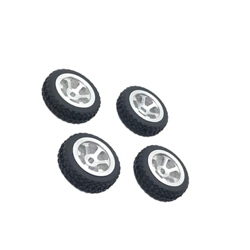 RCGOFOLLOW 4 Stück RC Auto Felge Reifen Modifikation Teile für 1/28 Wltoys K969 RC Auto Fahrzeug Upgrade Felge Reifen Aluminium, Silber von RCGOFOLLOW
