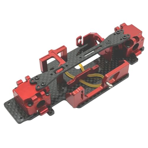 RCGOFOLLOW Aluminiumlegierung Kohlefaser Chassis montierter Rahmen für Wltoys 1/28 K979 K989 K999 Metall Upgrade modifizierte Getriebe, Rot von RCGOFOLLOW