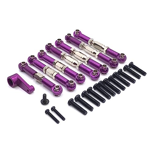 RCGOFOLLOW Servoarm, verstellbare Verbindungsstange, Fernbedienung, Spurstangen, LKW Kit, modifiziertes Teil, Ersatz für WLtoys 144010 144001, Lila von RCGOFOLLOW