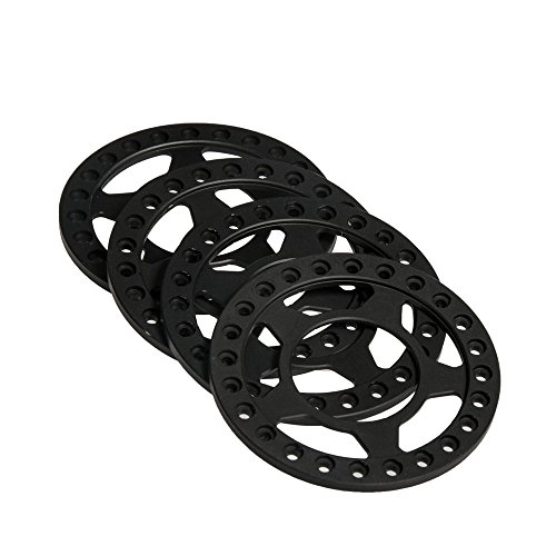 RCLIONS 4 Stück Aluminium RC Beadlock Rad Felge Ersatzring für 1:10 RC Crawler Car 4,8 cm Räder/Felgen (schwarz) von RCLIONS