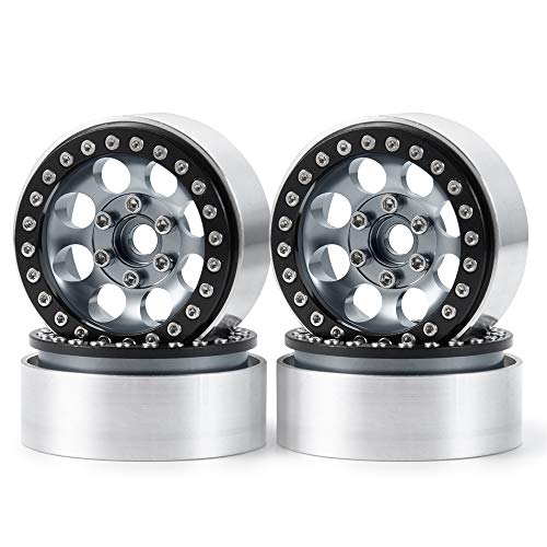 RCLIONS 4 Stück Aluminiumlegierung 4,8 cm Beadlock Felgen für 1/10. RC Crawler Auto Axial SCX10, SCX10 II, SCX10 III, TRX4 von RCLIONS