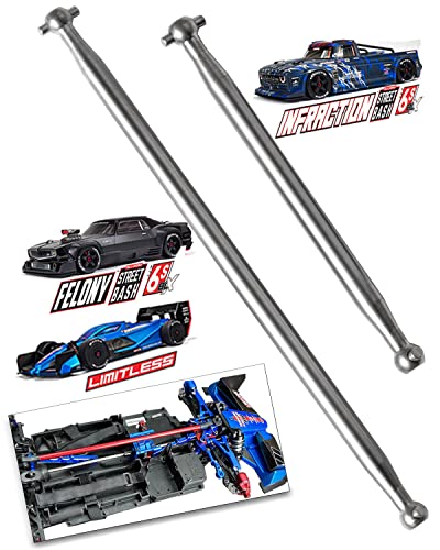 RCMYou Karbonfaser-Antriebswelle CVD-Upgrades Teil Achsen Upgrades Teil für 1/7 Arrma Infraction 6S Blx/Felony 6S Blx/Limitless Roller, Kohlefaser-Titantriebswellen, Antriebswelle, CVD springt auf von RCMYou