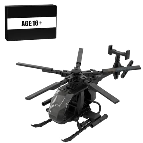 RCPLANTOUY Militär Hubschrauber Bausatz für Jugendliche, MD-500 Little Bird mit einzigartigem Design & Kompatibilität, 242 Teile Helikopter-Modell, Geschenk für Kinder und Militärfans von RCPLANTOUY