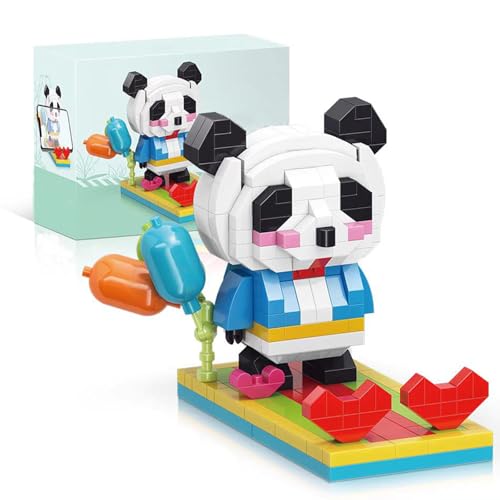 RCPLANTOUY Panda Klemmbausteine für Jugendliche und Erwachsene, Panda mit Micro Parts & süßem Design, Handyhalter, 319 Teile Modell für Deko und Geschenk, für Tierfans von RCPLANTOUY