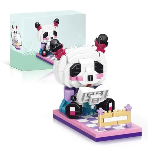 RCPLANTOUY Panda Klemmbausteine für Jugendliche und Erwachsene, Panda mit Micro Parts & süßem Design, Handyhalter, 326 Teile Modell für Deko und Geschenk, für Tierfans von RCPLANTOUY