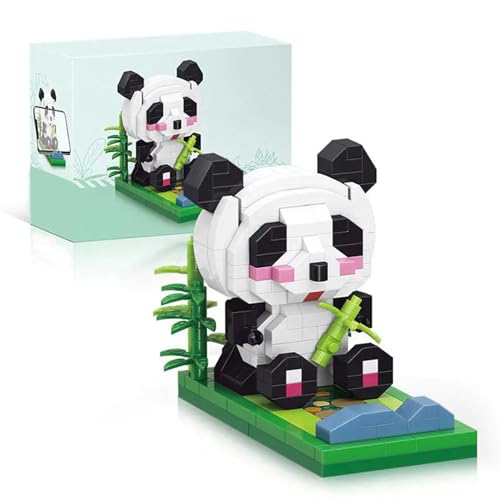 RCPLANTOUY Panda Klemmbausteine für Jugendliche und Erwachsene, Panda mit Micro Parts & süßem Design, Handyhalter, 339 Teile Modell für Deko und Geschenk, für Tierfans von RCPLANTOUY
